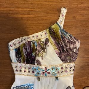 May Queen Multicolor One-Shoulder Prom Dress